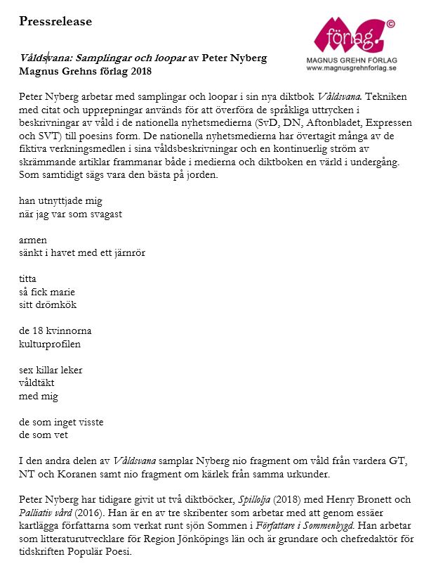 Pressrelease Våldsvana
