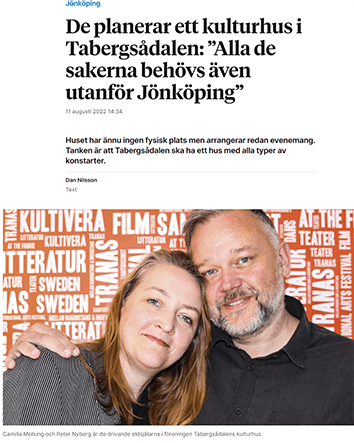Dan Nilsson på JP skriver om Tabergsådalens&nbsp;kulturhus